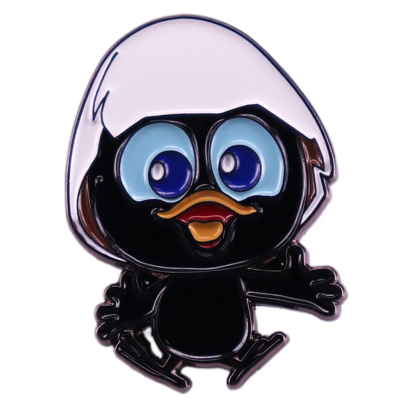 Wearing a Black Eggshell Chicken Calimelo Brooch Badge Accessory on His Head