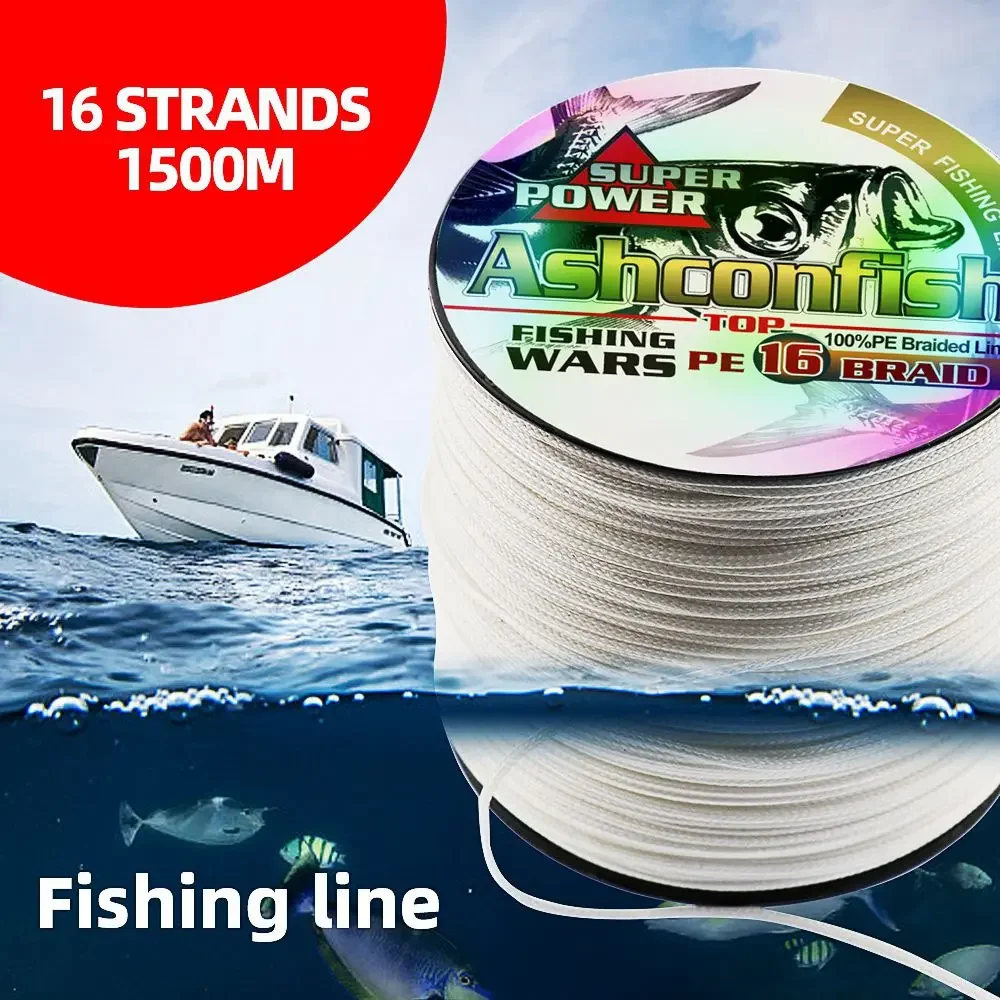 Ashconfish X16 Braided PE Fishing Line 1500m Hollow Core Multifilament Wire 20LB-500LB Super Extreme Power Strength Japan Line