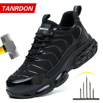 Zapatos de seguridad para el trabajo con cojín de aire de verano, zapatos unisex transpirables con punta de acero y protección antiperforación