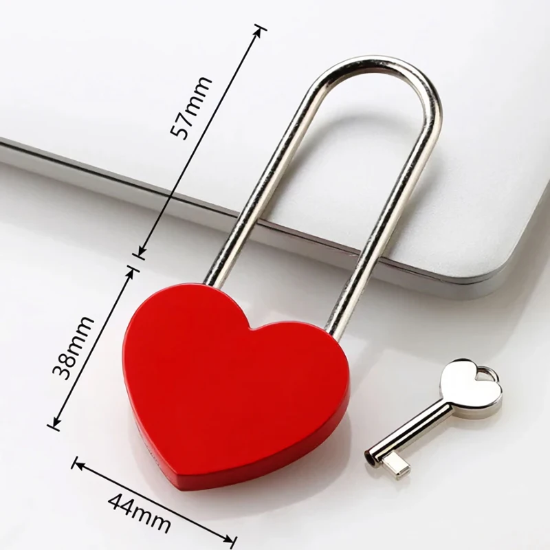 Personalized Heart Love Lock with Key, Long Lock Love Padlock, Custom Wedding Engagement Anniversary Gifts, Couples Gift image 4