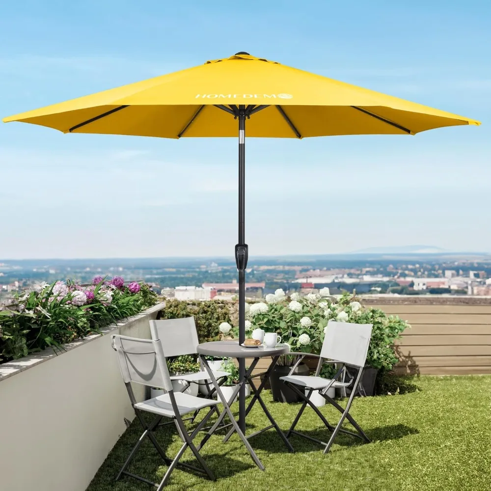 

XMSJ 9FT Outdoor Patio Umbrella Outdoor Table Umbrella with Push Button Tilt and Crank, Market Umbrella 8 Sturdy Ribs U