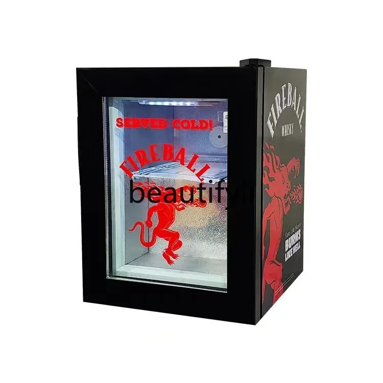 A61 Glass Door Refrigerator Commercial Lockable Ice Cream Display Full Freezer Small Refrigerator Black