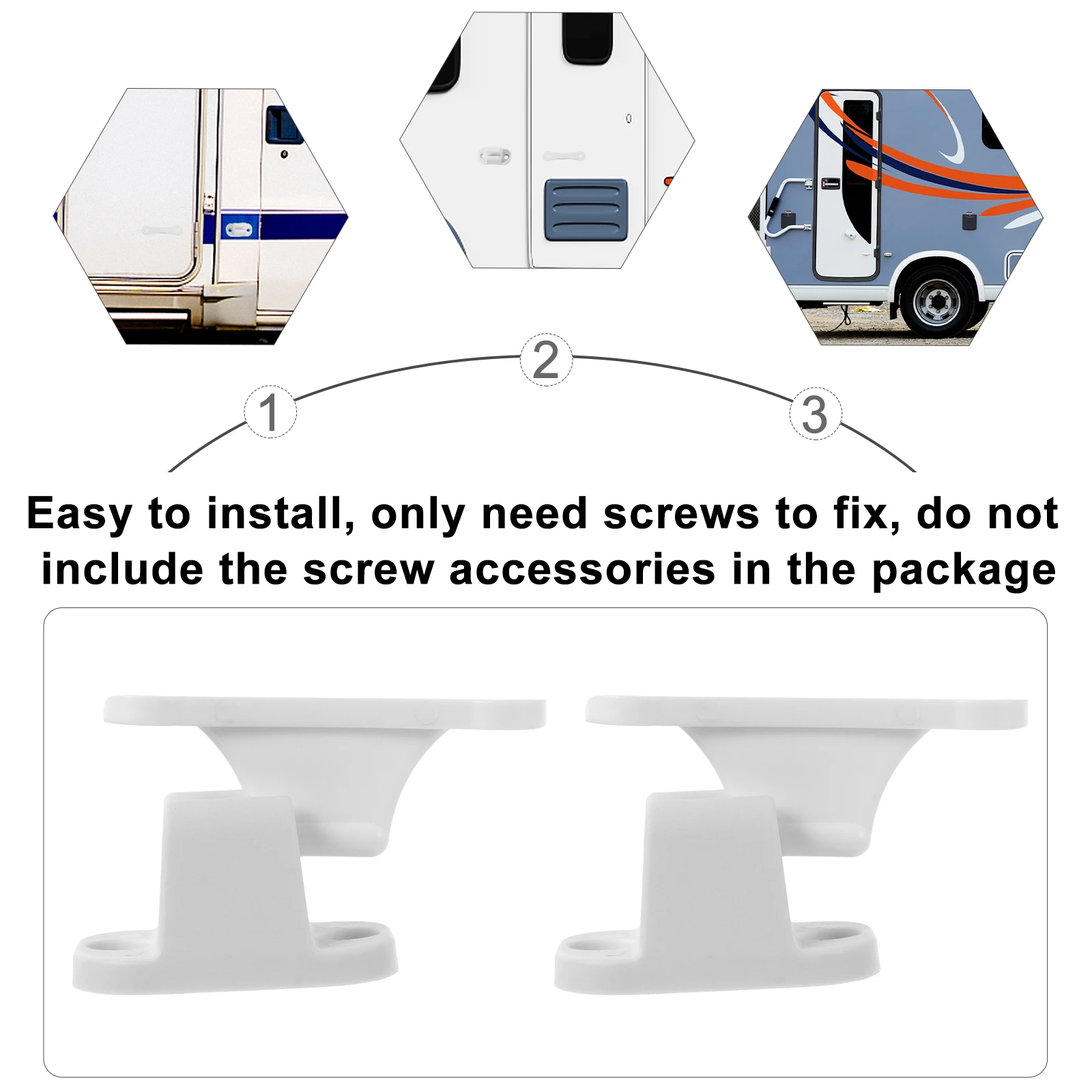 

2Pcs White Door Catch Retainer Kit T Shape Holder for RV Motorhome Accessories