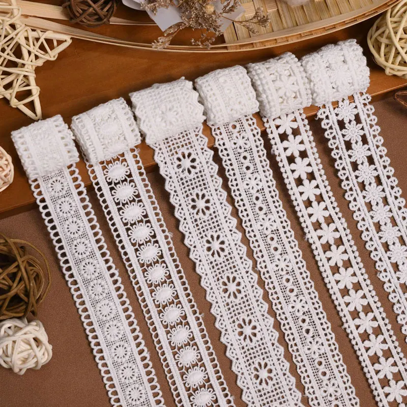 1 Meter DIY White Lace Trim Embroidery Cotton Thread Flowers Love Double Lock lace For Crafts Sewing Accessories Ribbon g211