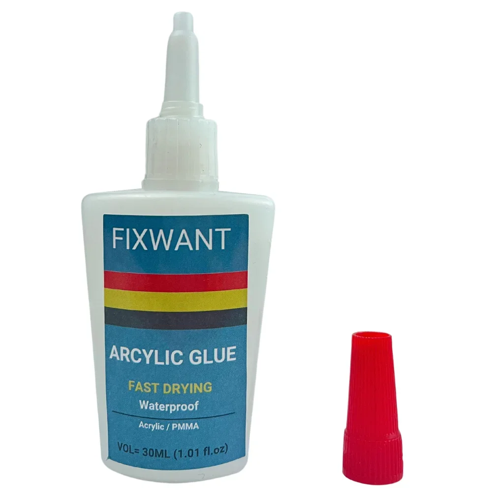 FIXWANT Clear Strong Instant Acrylic Glue PMMA Adhesive ABS  Plexiglass PVC Plastic PP PC Waterproof Fast Drying Glue 30ML