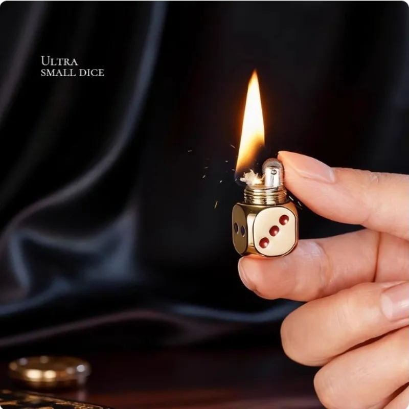 2026 Exquisite Compact Mini Dice Coal Oil Lighter Cool Sensitive Flint Wheel Outdoor Keychain Portable Igniter Gifts for Men