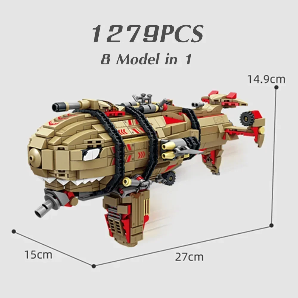 1200PCS Red Soviet Alert Yuri World Wars Military Kirov Airship City Airboat Ideas Model Building Block Bricks Children Gift Kid