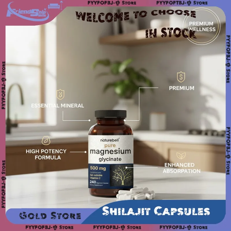 

Naturebell Pure 500mg Magnesium Glycinate 100% Chelated Purified Third Party Tested Vegan Non GMO 240 Veggie Capsules