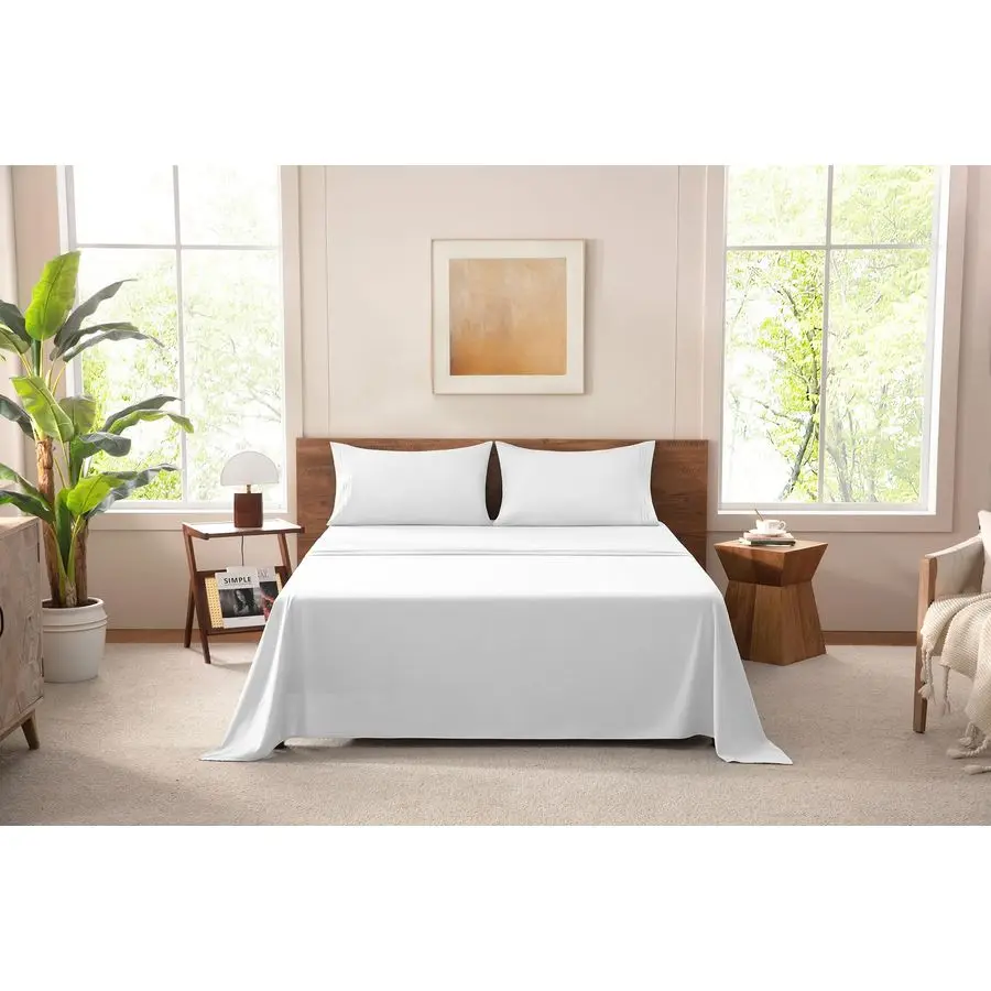 

Комплект постельного белья Queen Size: охлаждающие, ультрамягкие, устойчивые к сминанию и выцветанию, гипоаллергенные, 4 предмета, роскошные микрофибровые простыни для отелей