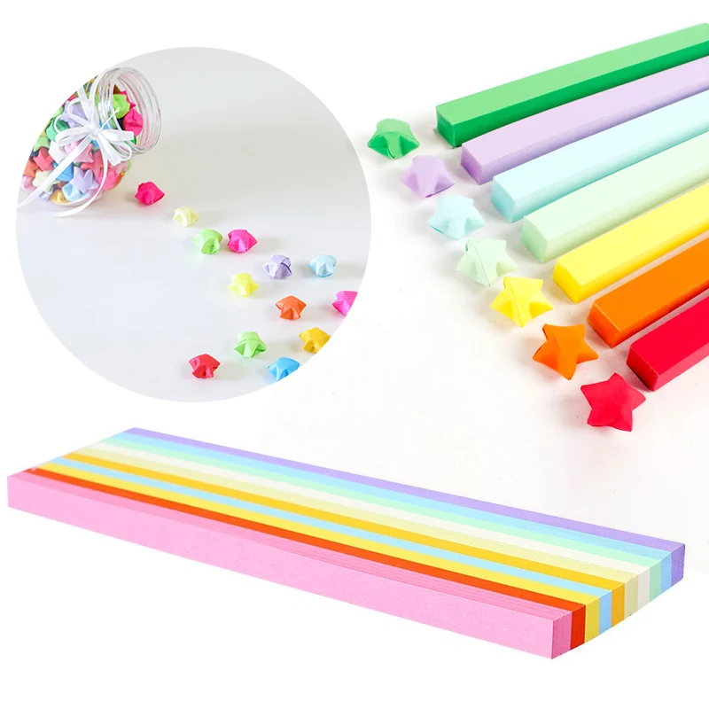 540Sheets/Set Star Origami Paper Folding Lucky Star Light Rainbow Gradient Color Available Handcraft Colored Paper Game Prop ZYF