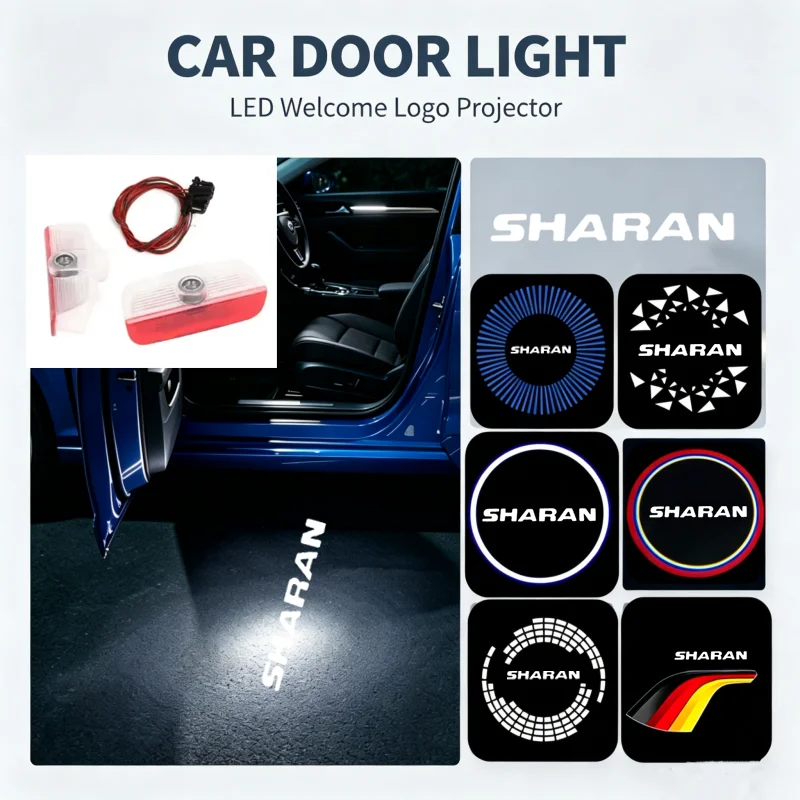 2Pcs For Volkswagen Sharan 2012-2018 HD LED Ghost Logo Laser Projector Car Door Welcome Courtesy Shadow Light Decor Accessories