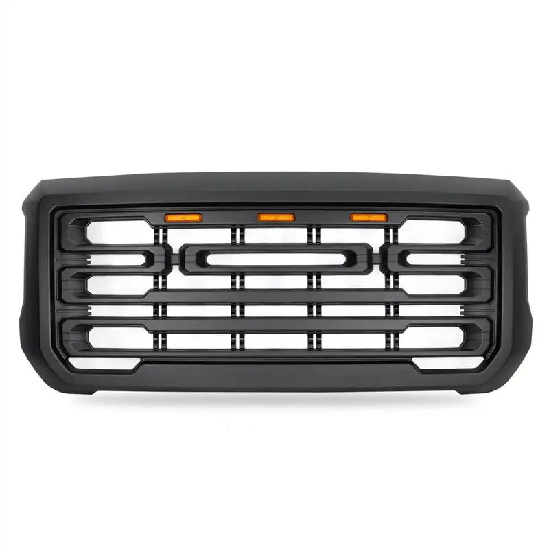 

Hot Sale Car Accessories Front Grille Matte Black Mesh Grill LED Lights Fits For GMC Sierra 2500 2015-2018