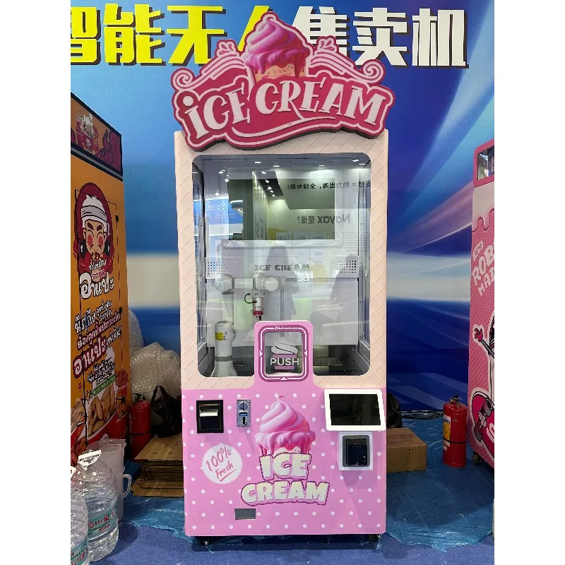 2026 New Custom Robotic Arm Freshly-Made Ice Cream Vending Machine Scan to Enjoy  Millimeter-Precise Sweetness