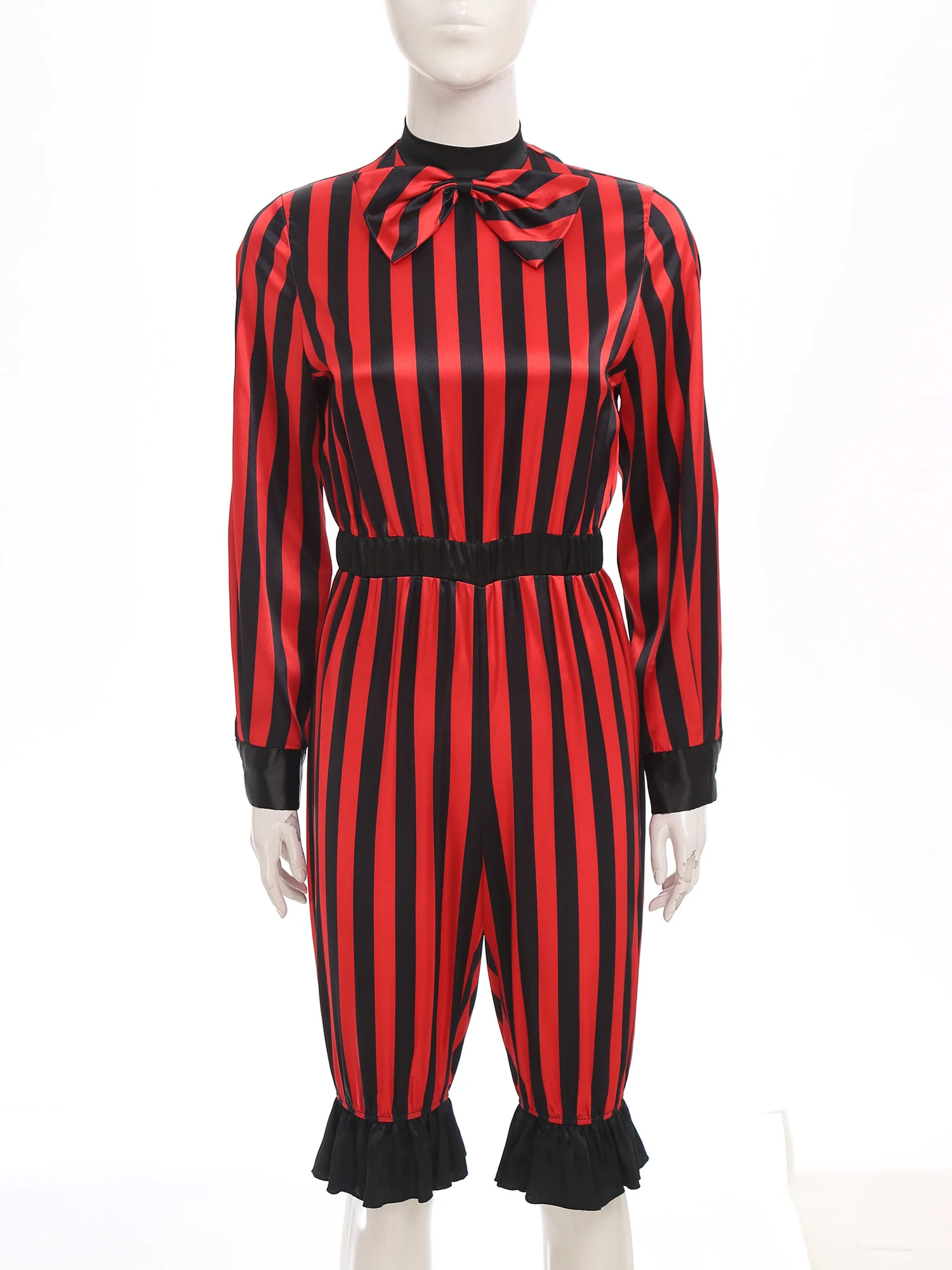 

Women Wicked Clown Stage Performance Costumes Carnival Festival Party Circus Ringmaster Performance Striped Bodysuits Uniforms
