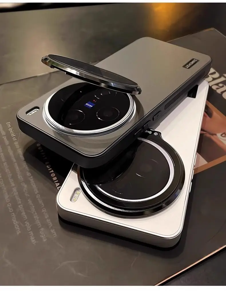 حافظة لهاتف VIVO X300 Pro X200 Ultra دعامة عدسات متكاملة بلون سادة غطاء أكريليك لهاتف VIVO X200 Pro ممتص للصدمات صغير #6