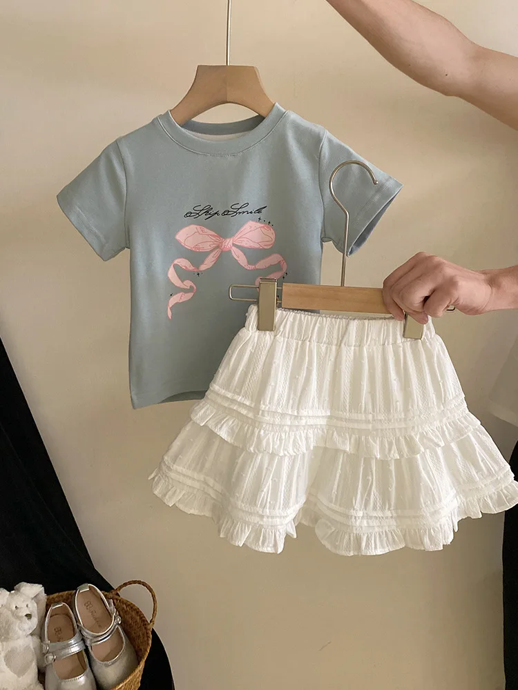 

Girls' Suit Fashionable Short SleeveTT-shirt2024Summer New Children's Summer Casual Two-Piece Suit-WS