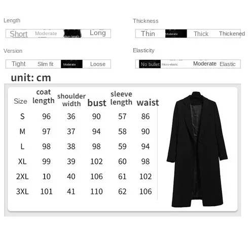 Women\'s Extended Suit Jacket, Black Suit Jacket, Autumn and Winter, New