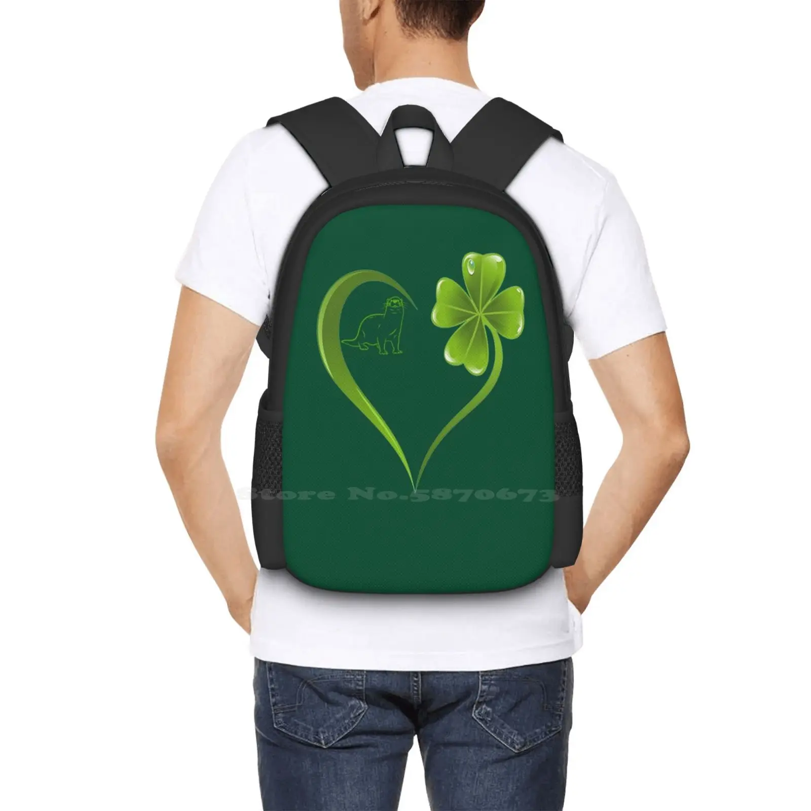 Mochila escolar para amantes de las tortugas, bolsa de gran capacidad para portátil, corazón de nutria, trébol irlandés, Ideas de regalo increíbles