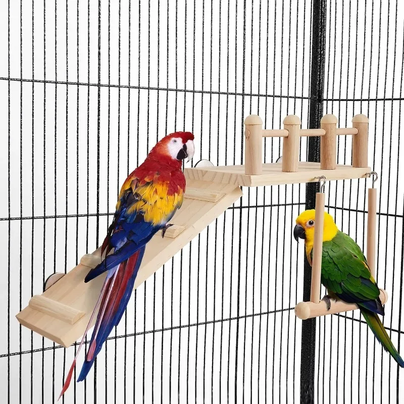Vogel Sitzstange Holz Plattform Schaukel Klettern Leiter Papagei Käfig Zubehör Fitness Ausrüstung Geeignet Kleine Vögel Übung Robust