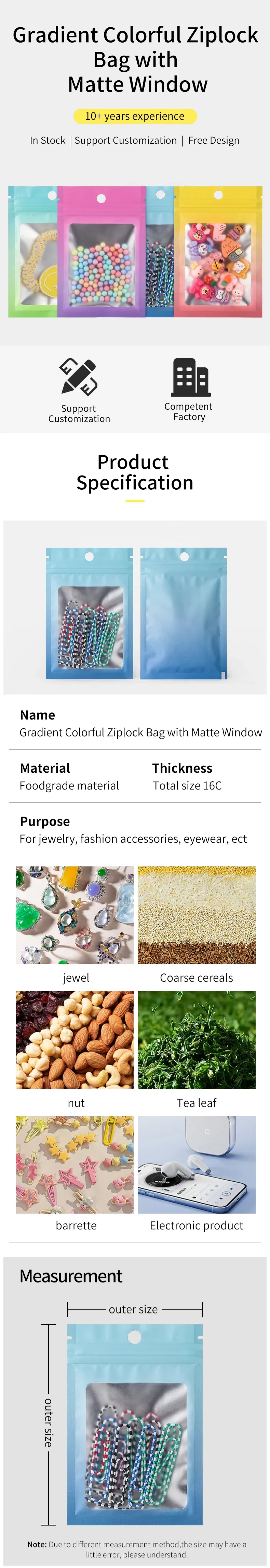 100 Stück, transparente Mini-Schmuckverpackungsbeutel, wiederverschließbare Druckverschluss-Verpackungsbeutel, Nagelzubehör, Verpackungsbeutel für kleine Unternehmen – Detail 1