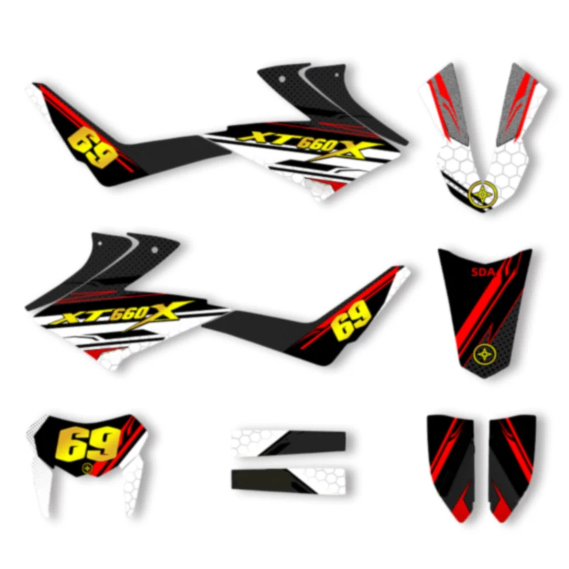 

DSMTECH Custom Motorcycle Graphics Enduro Decals Stickers Kits For YAMAHA XT 660X 2008 2009 2010 2011 2012 2013-2015 002