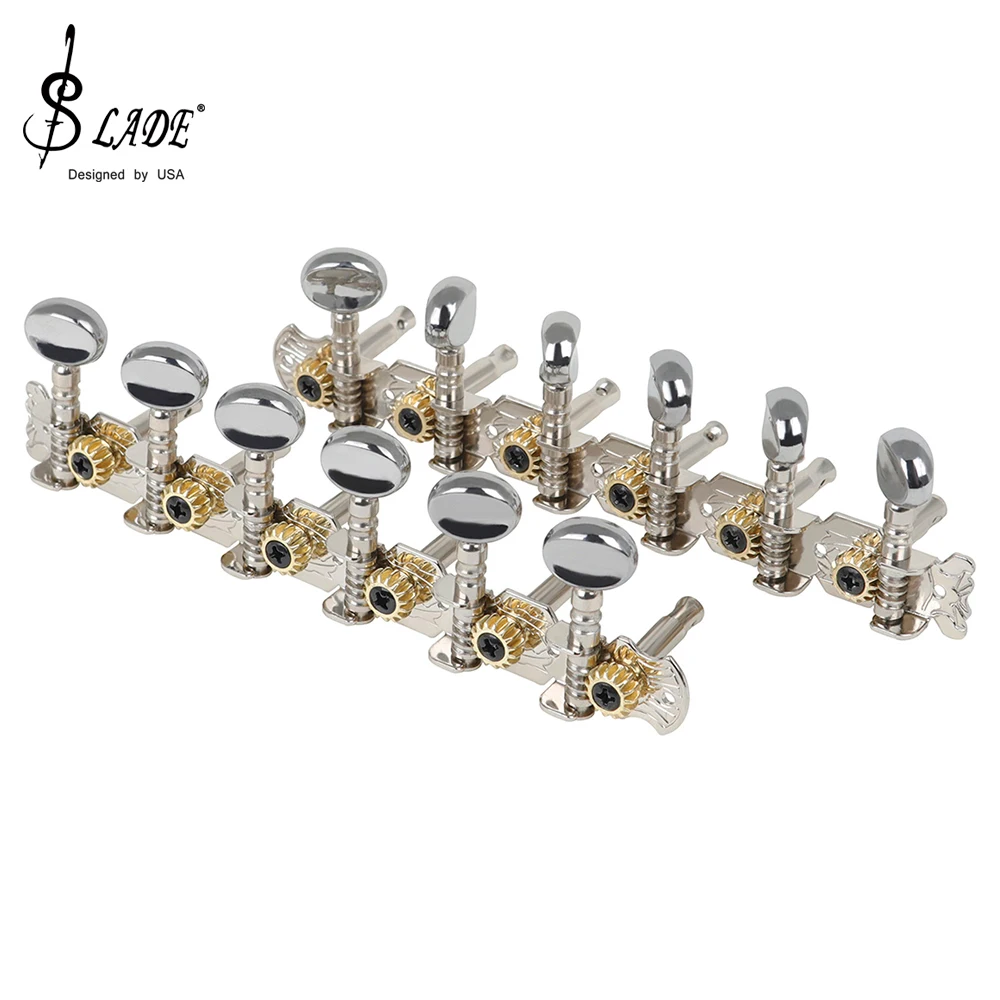 Колки для настройки акустической гитары 6R6L, 12-струнные хромированные тюнеры с блокировкой гитары, кнопка настройки струн, детали и аксессуары для гитары