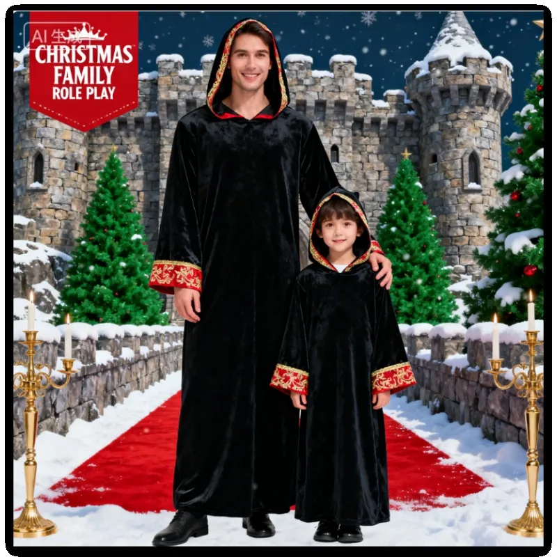 زي ساحرة مصاص الدماء في العصور الوسطى بأكمام طويلة فستان المحكمة القوطية زي أداء المسرح التاريخي مع تفاصيل من الدانتيل #6