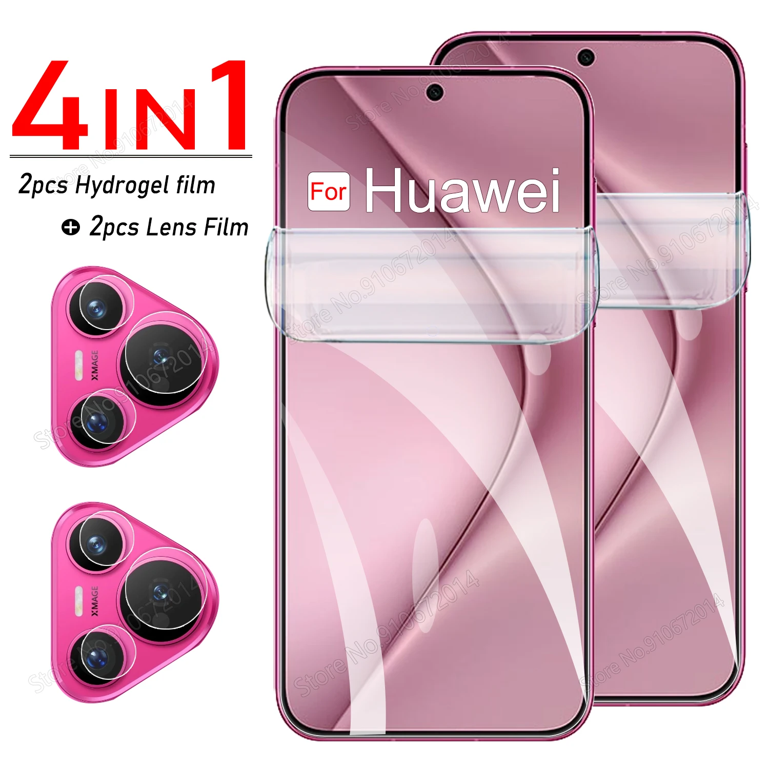 4 in 1 per Huawei Pura 70 Ultra P60 P50 P40 P30 Pro HD Soft Hydrogel Film per Huawei Mate 60 50 40 20 Pro proteggi schermo per lenti