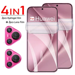 4 in 1 per Huawei Pura 70 Ultra P60 P50 P40 P30 Pro HD Soft Hydrogel Film per Huawei Mate 60 50 40 20 Pro proteggi schermo per lenti