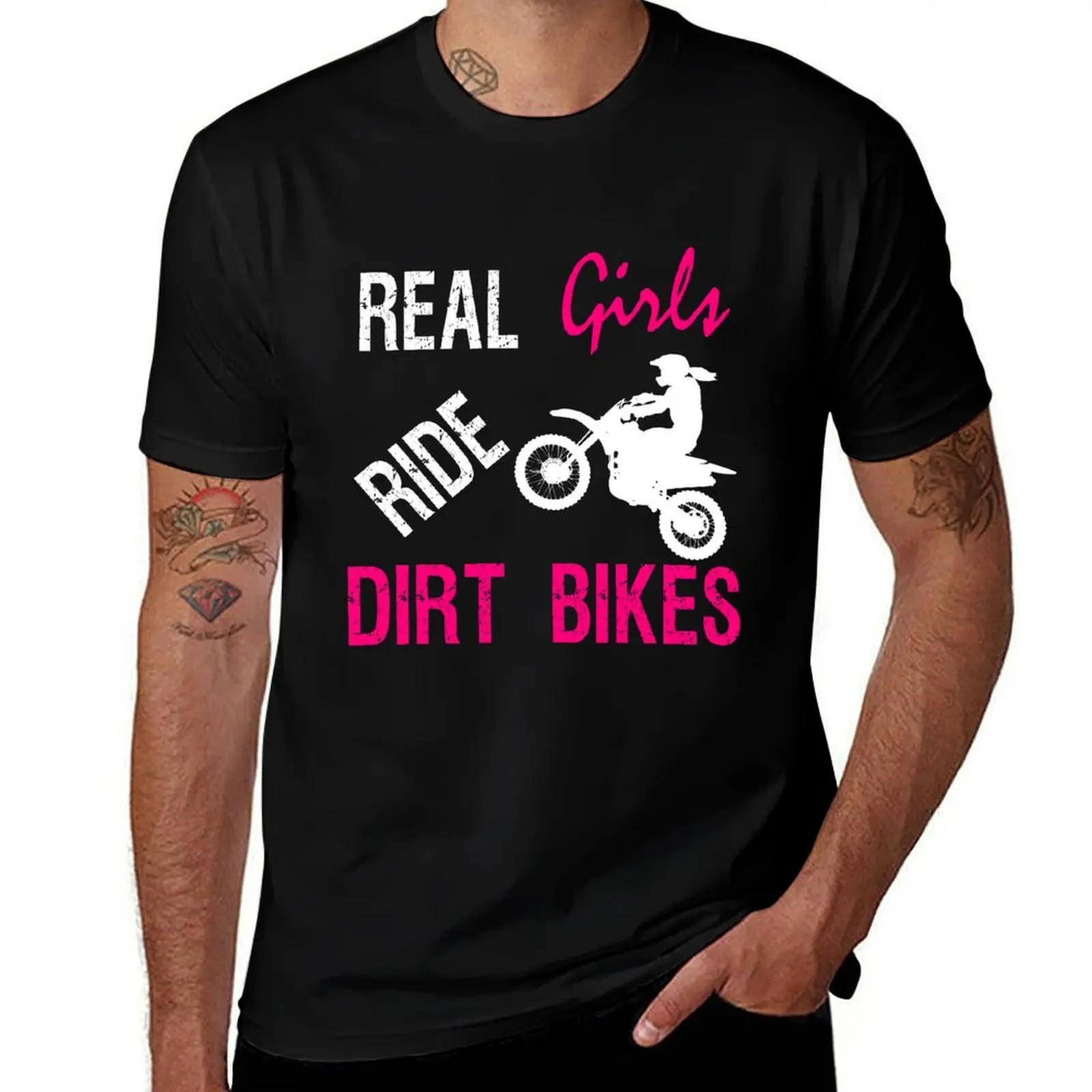 Real Girls Ride Dirt Bikes Funny Dirt Bike Gift for GIRLS T-Shirt Work Basic Short Sleeve Top T-Shirt