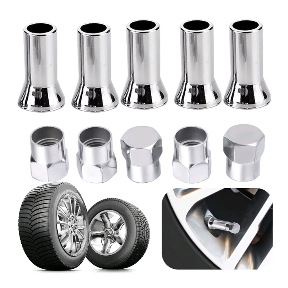 

10pcs Auto Wear Tire Valve Caps Sleeve Covers Car Tire Wheel Tyre Valve Stem Hex Caps TR414 Wheels Chrome Dustproof Cover