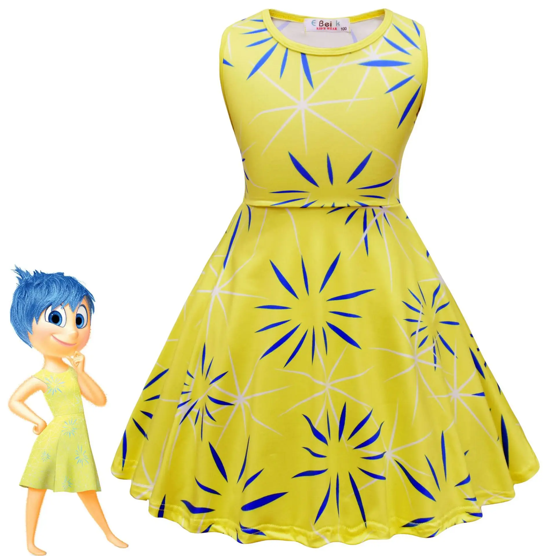 

Disney Inside Out Girls Dress Cartoon Kids Summer Skirt Sundress Flower Girl Dresses Cosplay Outfit Children's Clothing