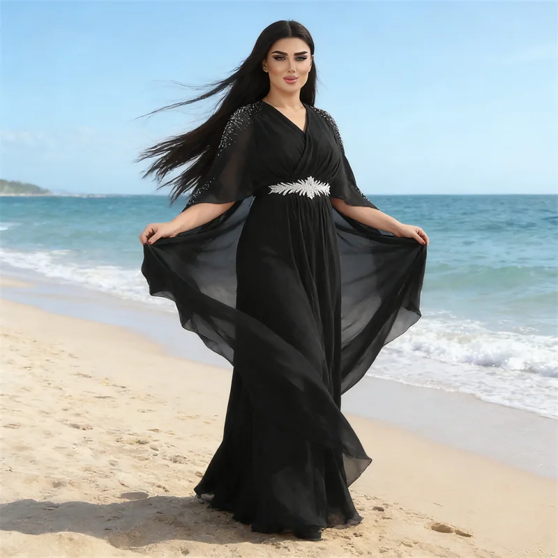 

Morocco Kaftan Dubai Abaya Cloak Cape Evening Party Dresses for Women Muslim Robe Eid Djellaba Islam Jalabiya Caftan Gown Abayas