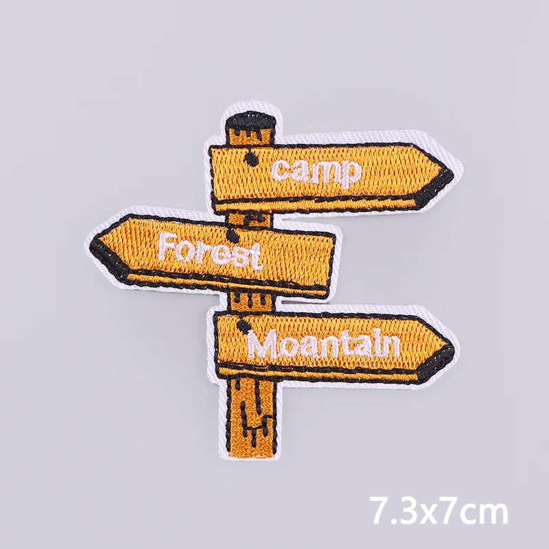 Outdoor Camping Embroidered Patches On Clothes Mountain Adventure Applique Iron On Patches For Clothing Sticker DIY Sewing Patch