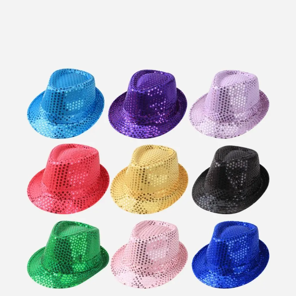 Simple Sequin Sequins Fedora Hat Brilliant Beading Dance Jazz Cap 58cm/54cm Creative Glitter Jazz Hat Decorated