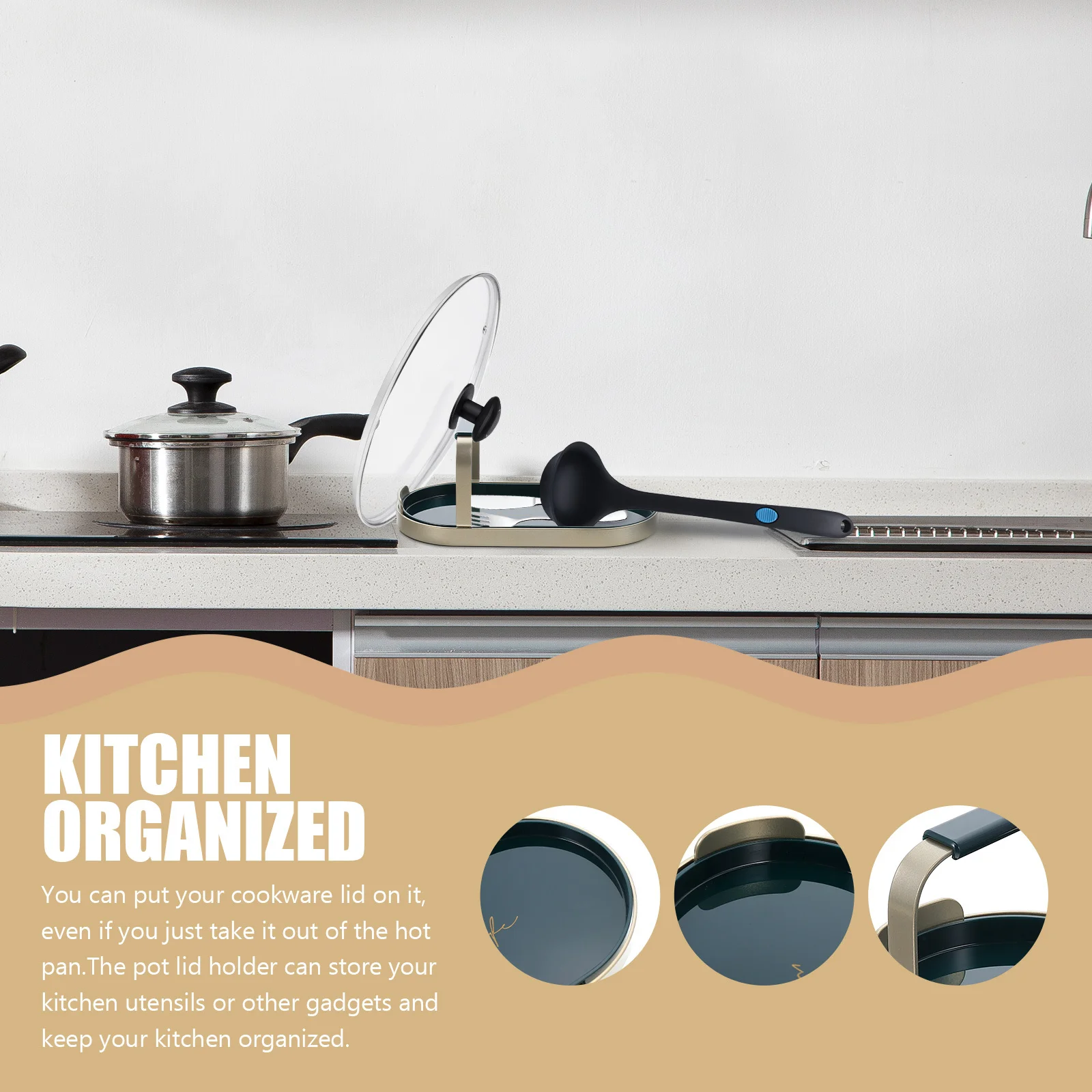 

Spatula Bracket Spoon and Lid Rest Ladle Cooking Cutlery Utensil Stove Holder for Countertop Upright Kitchen
