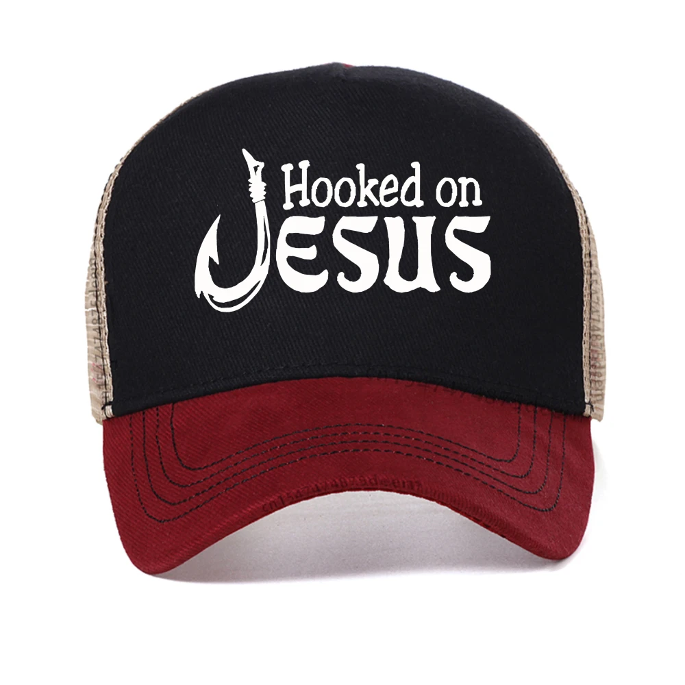 

Men'S Christian Graphic baseball cap "Hooked on Jesus" & Mark 1:17 Scripture Print caps fashion casual breathable Snapback hats