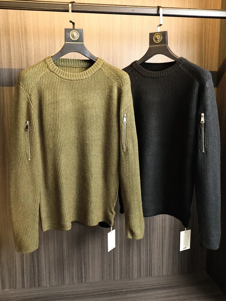 

Silk Lyocell Long Staple Cotton Zipper Knitted Sweater Men's Color High Street Thi Needle Knitwear Faion Autumn Winter
