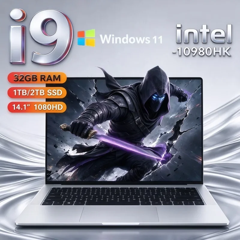 14.1 Inch Slim Portable Laptop Intel I9-10980HK Windows11 32GB RAM 2TB SSD Large Storage Notebook For Outdoor Travel & Work