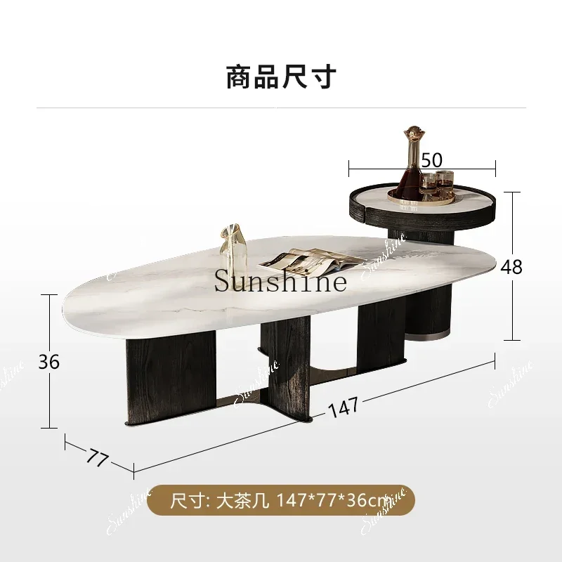 Premium Italian living room simple light luxury microcrystalline stone paint veneer coffee table combination  FT