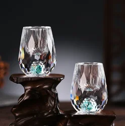 1/4/6pcs Diamond Crystal Liquor Glasses Set Vodka Shot Glass Wine Glasses Whiskey Glass Spirits Sake Soju Brandy Tea Cup 15ml