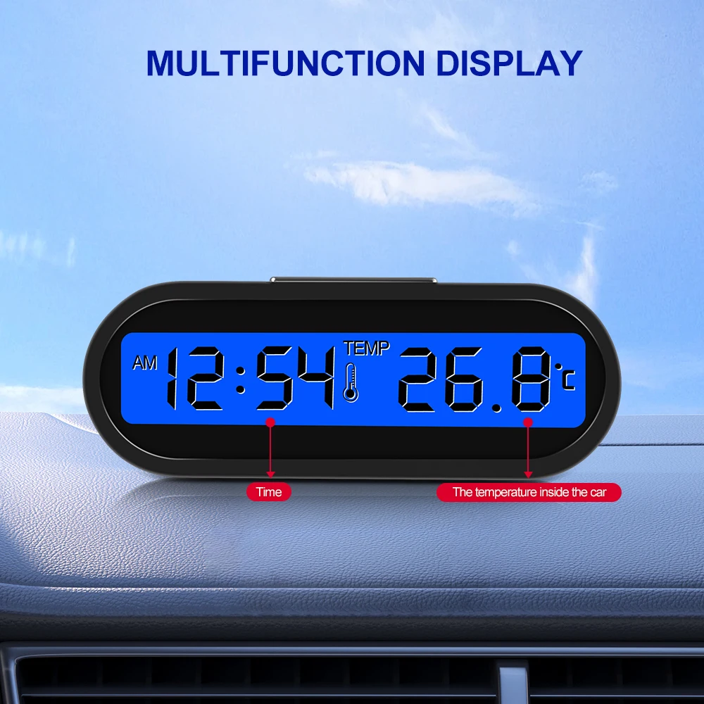 Car Clock Digital Thermometer Time Watch 2 In 1 Auto Clocks Luminous LCD Backlight Digital Display Car Styling Accessories - Image 6