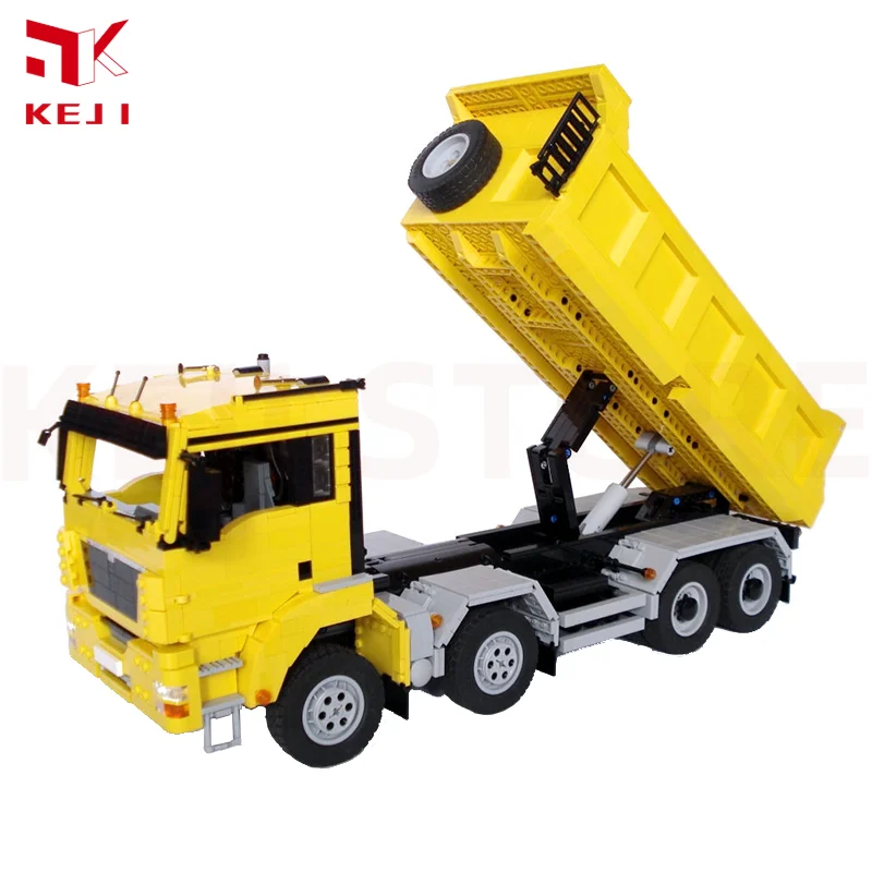 KEJI MOC-2918 MAN TGS 8x4 Dump Truck MOC-2931 Trailer Engineering Vehicle Model Building Blocks Bricks Kits Boys Christmas Gifts