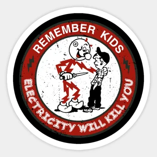 Reddy Kilowatts Warning Electricity Will Kill You  5PCS Stickers for Decorations Kid Background Luggage Room Water Bottles Anime