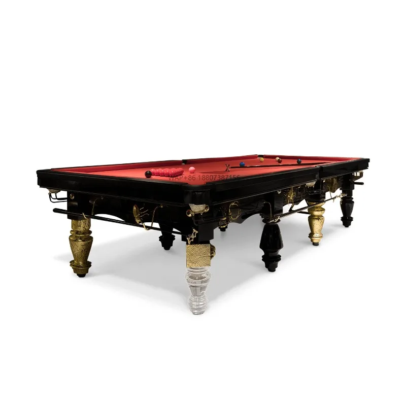 Luxury Solid Wood Billiard Table for Clubs, Large Apartments, and Villas; Standard Size Black Eight Billiard Table.