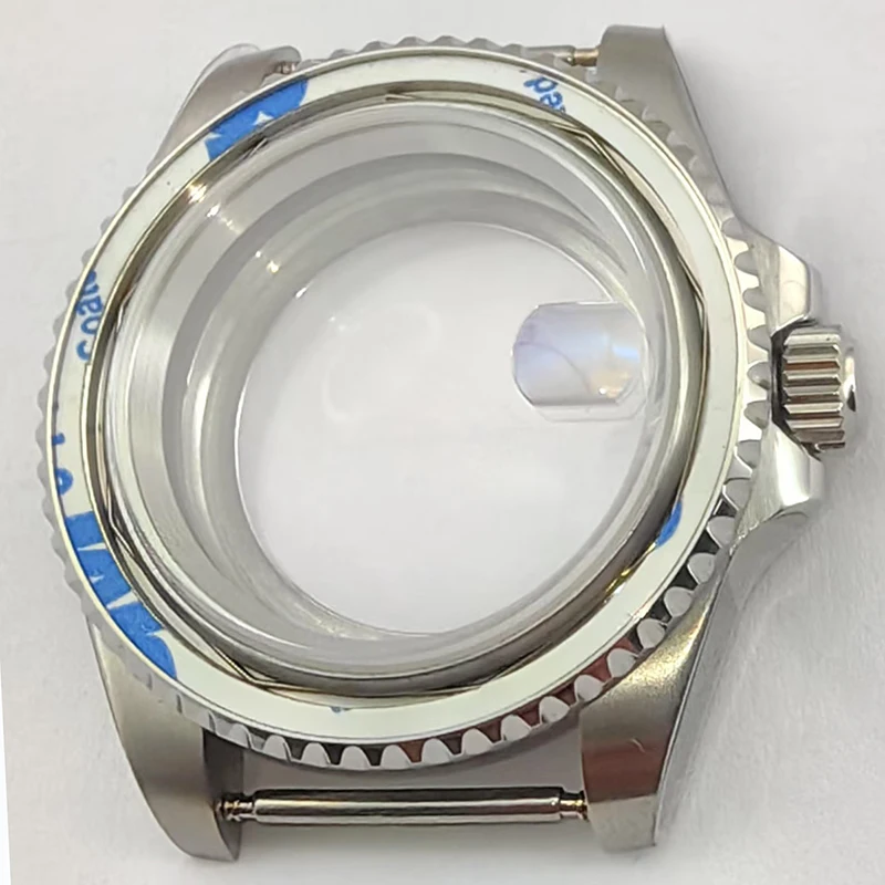 40mm silver case accessory NH35A sapphire glass blue ceramic bezel with NH35/36 movement back transparent glass