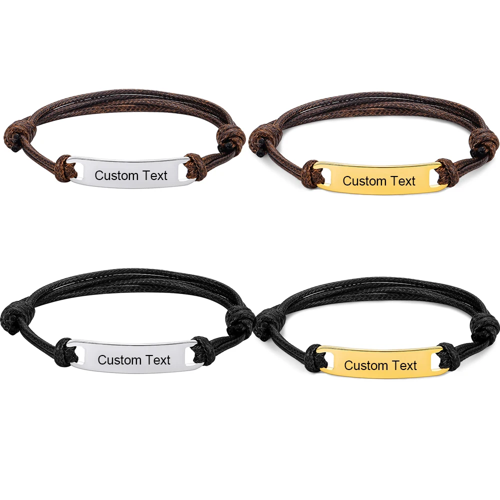 

Stainless Steel Nameplate Custom Name Bracelet Adjustable Bangle Handmade Jewelry For Unisex Birthday Gift