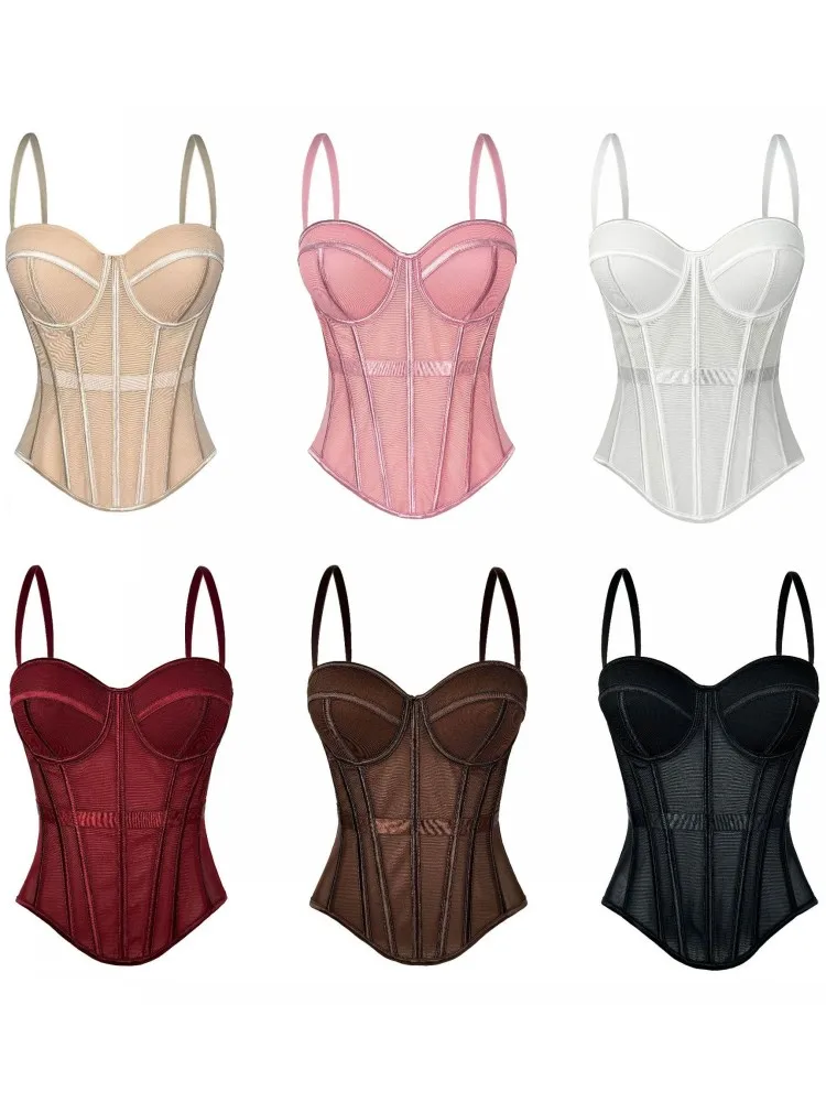 เสื้อครอปแฟชั่นฤดูร้อนปี 2026 แบบรัดรูป ผ้าตาข่ายบางเบา สไตล์อเมริกันย้อนยุค เปิดหลัง เซ็กซี่ เหมาะสำหรับใส่ไปชายหาด