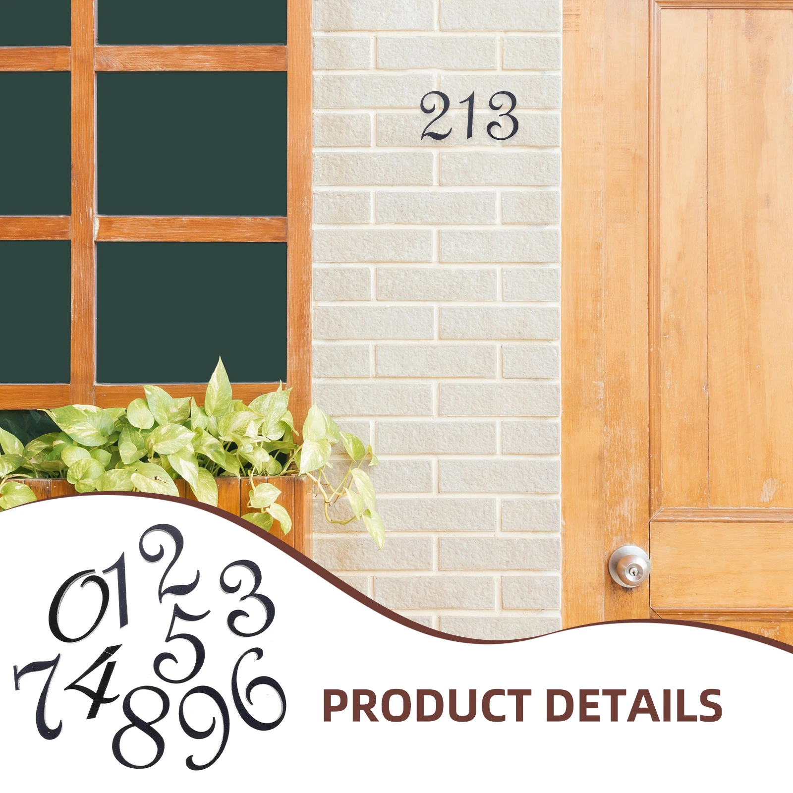 

10Pcs Adhesive House Numbers Sleek Style Easy Read Durable Acrylic for Mailbox Wooden Doors Home Decor House Numbers