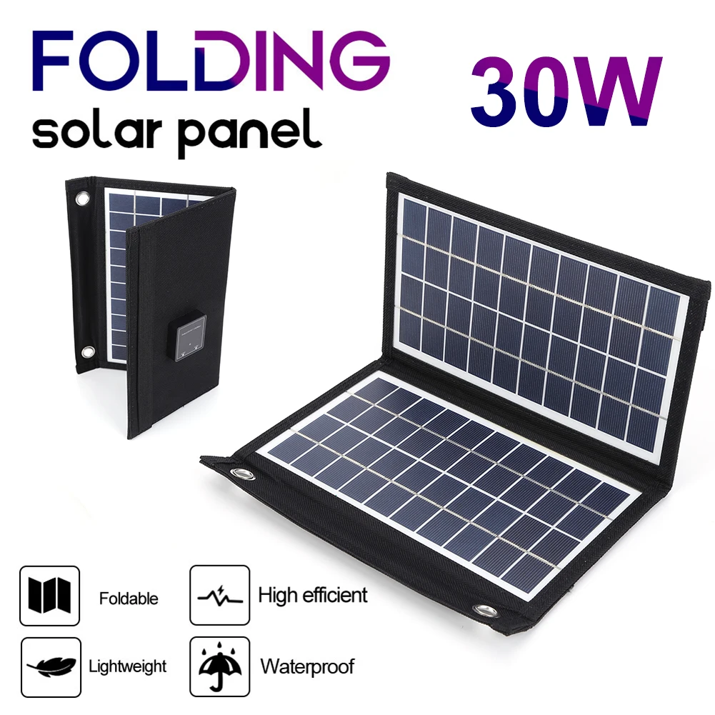 30/40/50W Foldable Solar Panels Portable Solar Panels Charger 5V 3A Power Solar Panel Mobile Power Supply for Outdoor Tourism